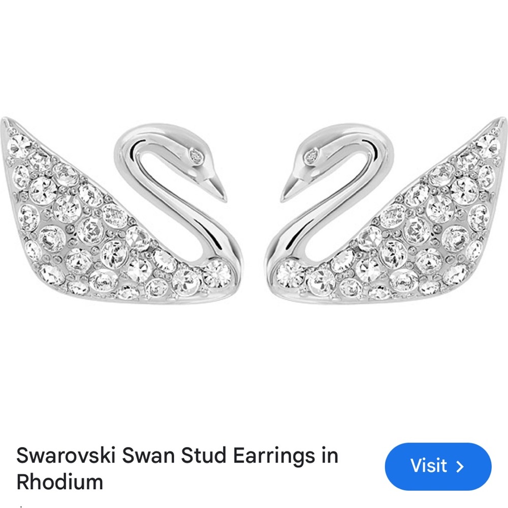 Swarovski Swan Stud Earrings in Rhodium